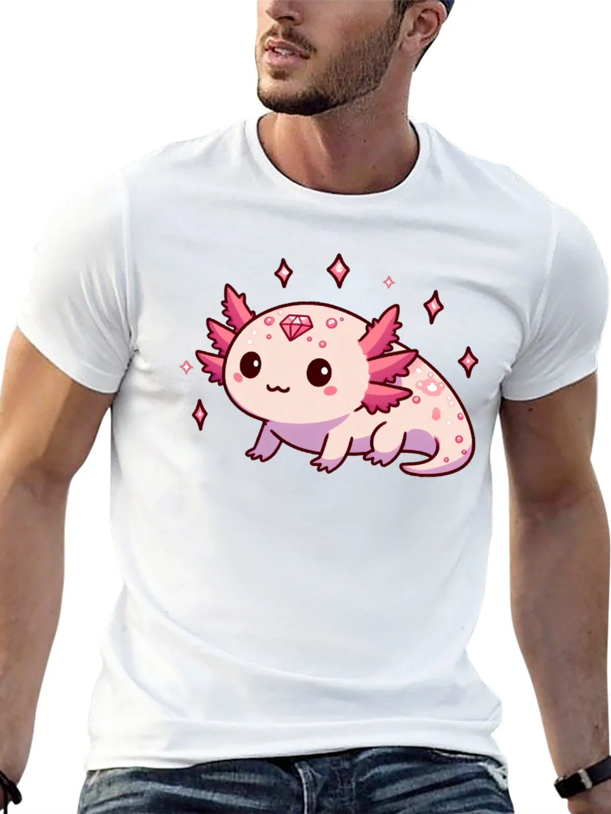 Axolotl Diamond Black T-Shirt - Cute & Stylish product image 11