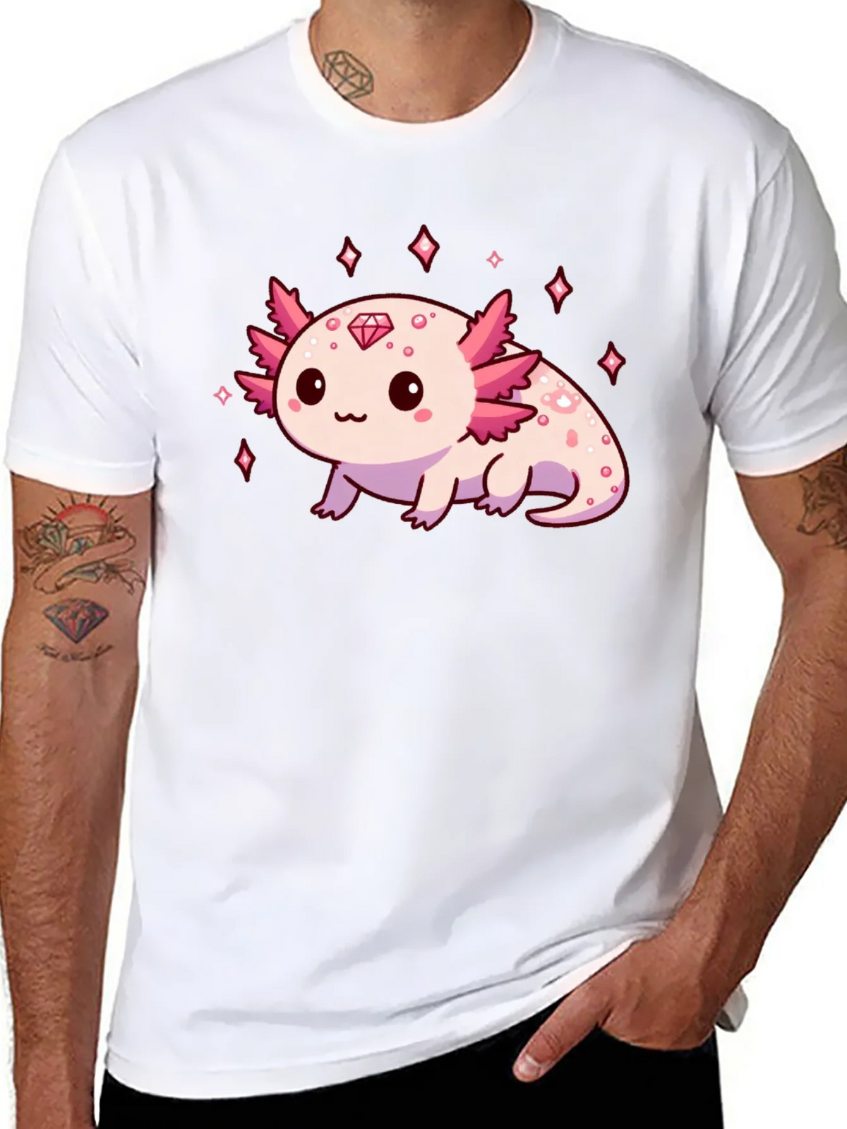 Axolotl Diamond Black T-Shirt - Cute & Stylish product image 6
