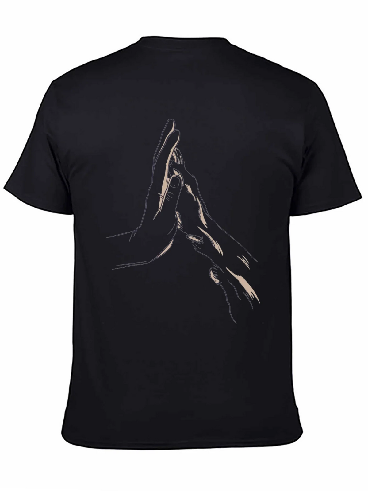 Hand Gesture Print Black T-Shirt product image 2