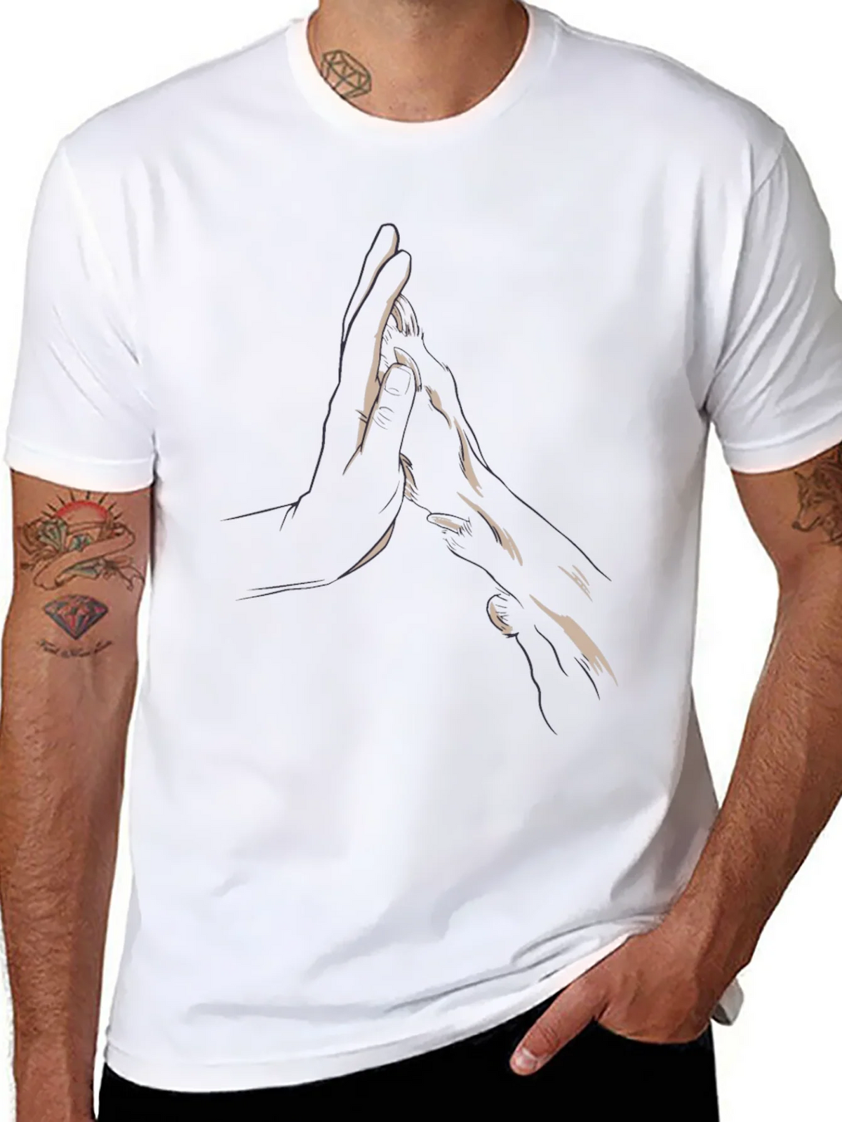 Hand Gesture Print Black T-Shirt product image 4
