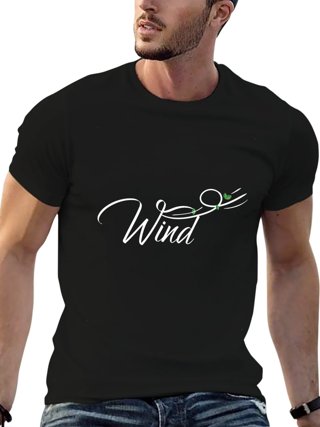 Wind Design Black T-Shirt product image 6