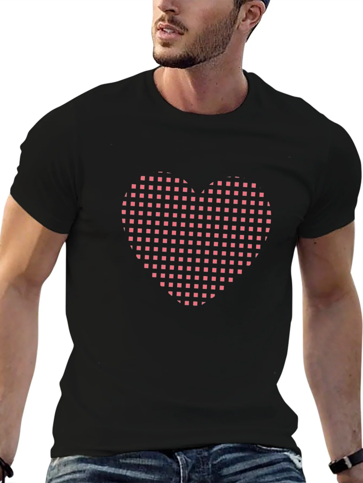 Grid Heart Black T-Shirt product image 6