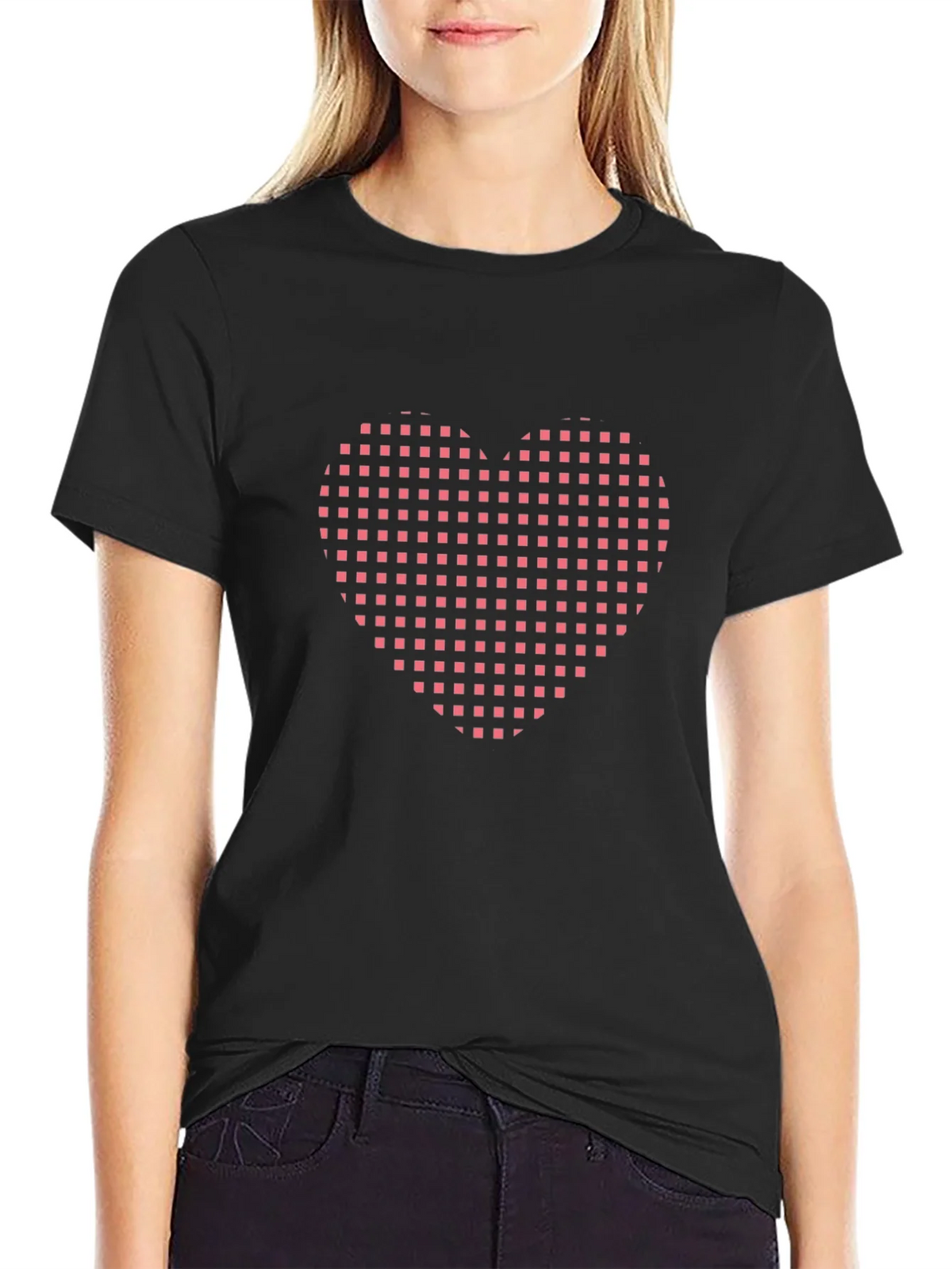 Grid Heart Black T-Shirt product image 2