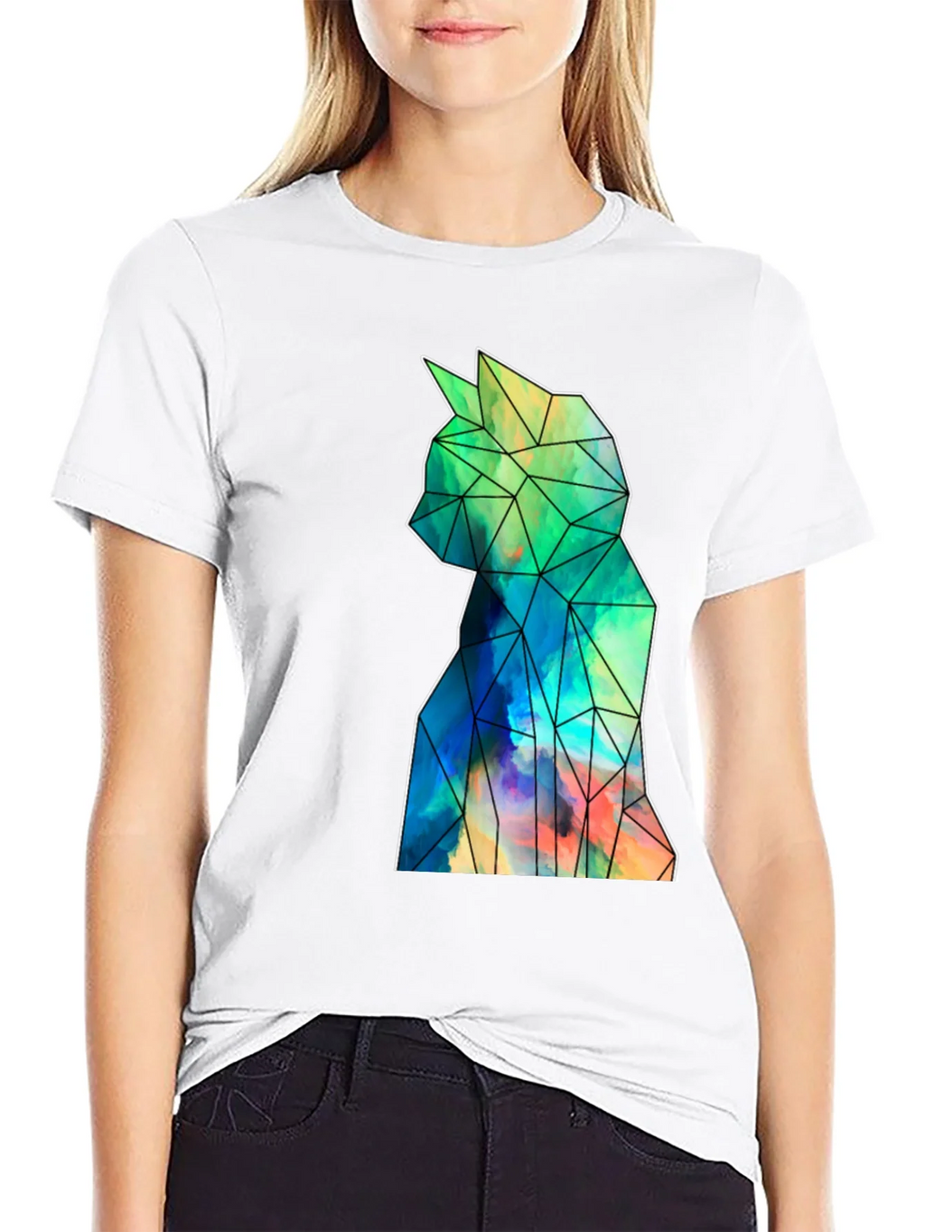 Geometric Cat Art Black T-Shirt - Stylish Mens Tee product image 8