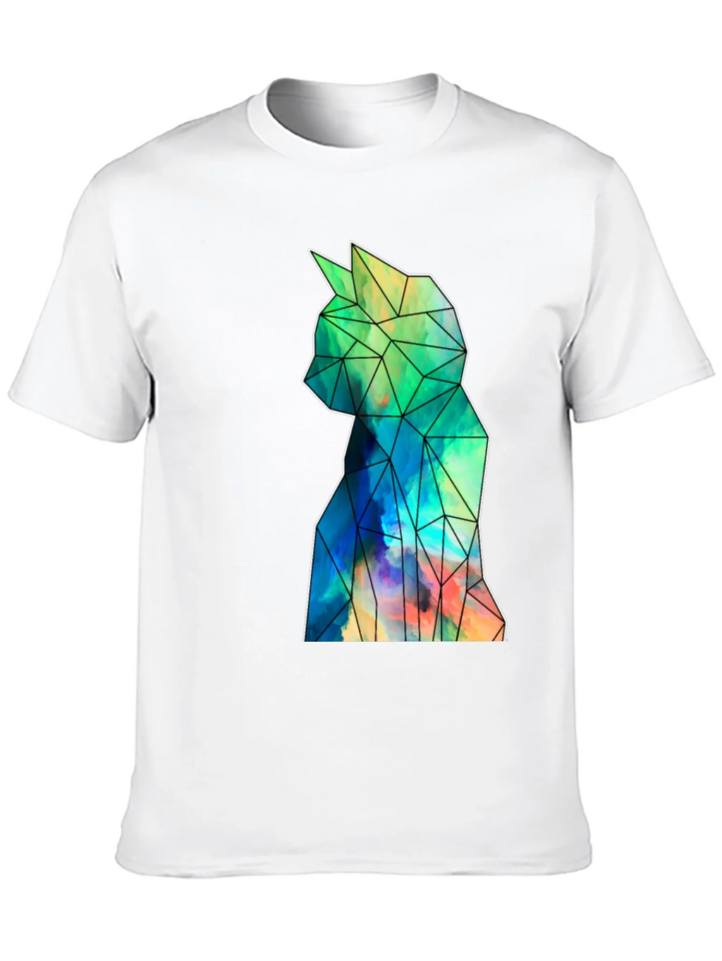 Geometric Cat Art Black T-Shirt - Stylish Mens Tee product image 9