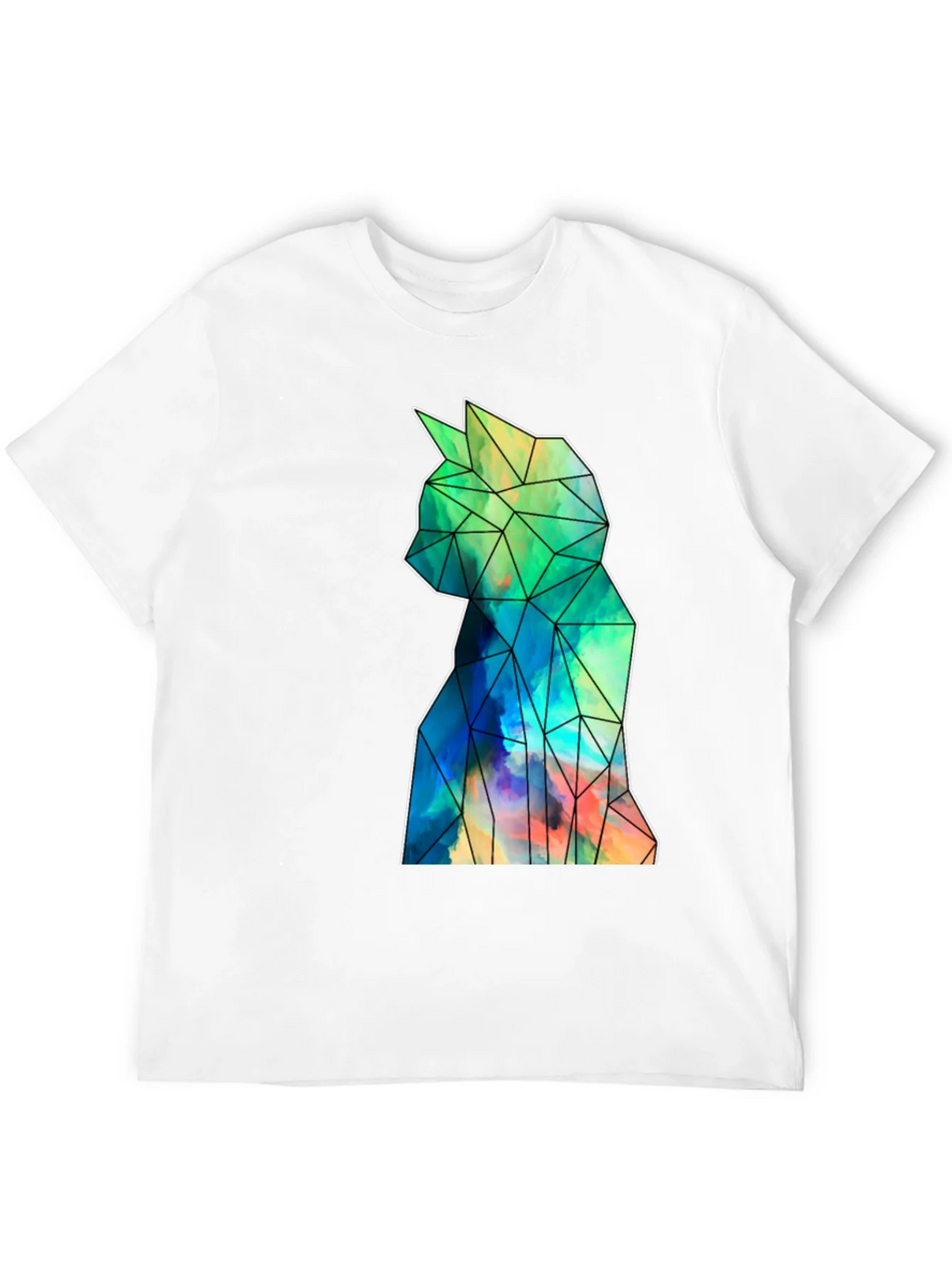 Geometric Cat Art Black T-Shirt - Stylish Mens Tee product image 11