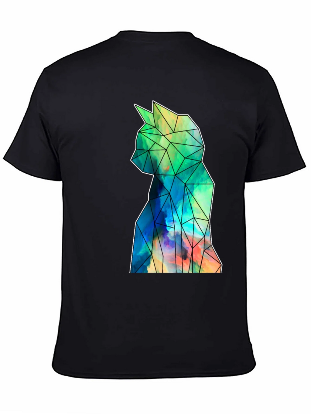 Geometric Cat Art Black T-Shirt - Stylish Mens Tee product image 4