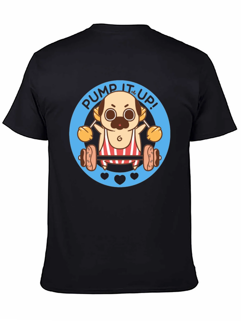 Pug Pump It Up! Black T-Shirt product image 4