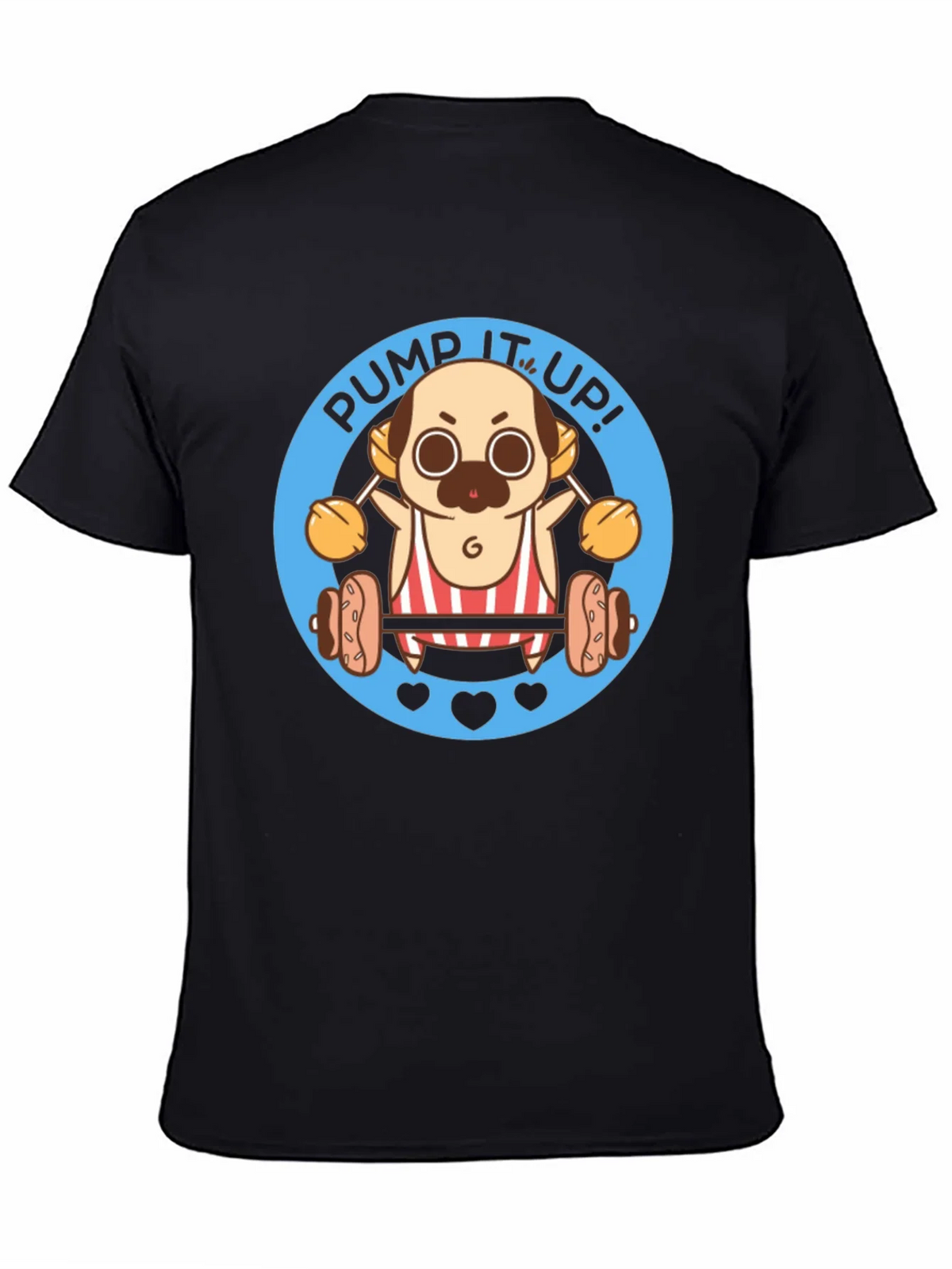 Pug Pump It Up! Black T-Shirt product image 4