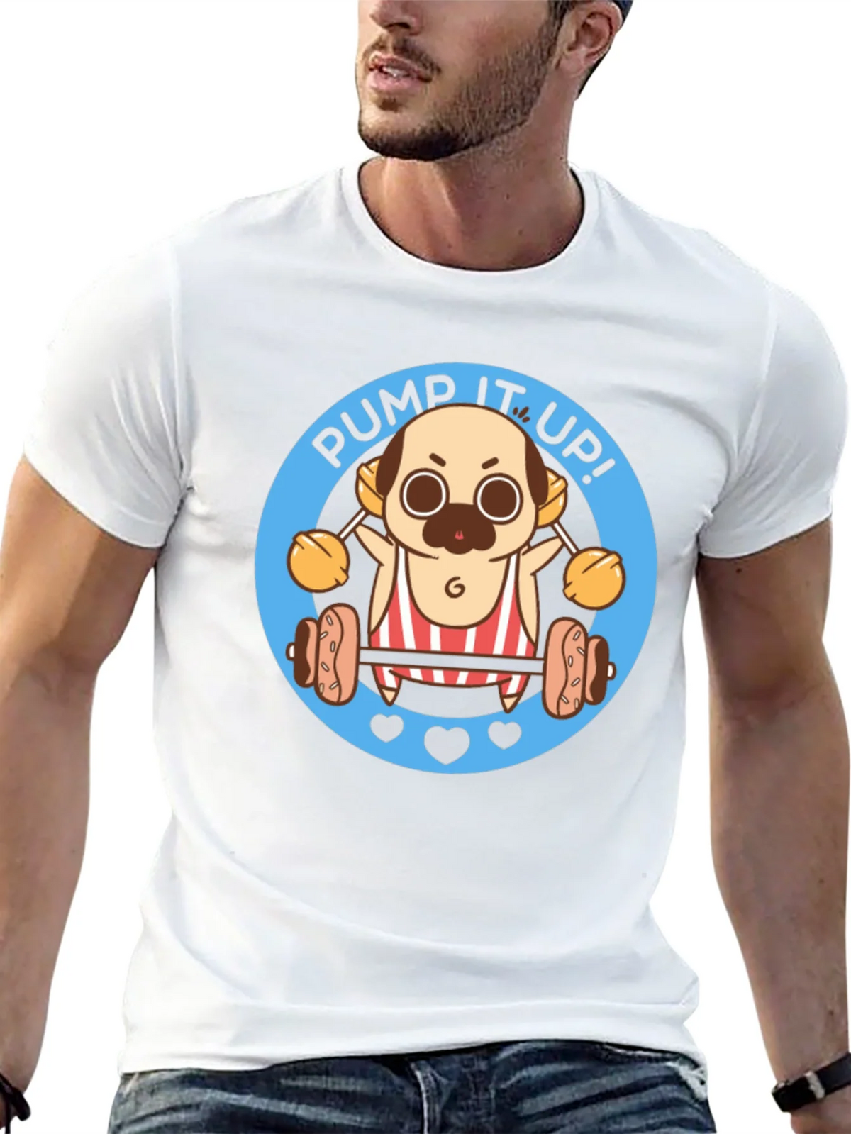 Pug Pump It Up! Black T-Shirt product image 12