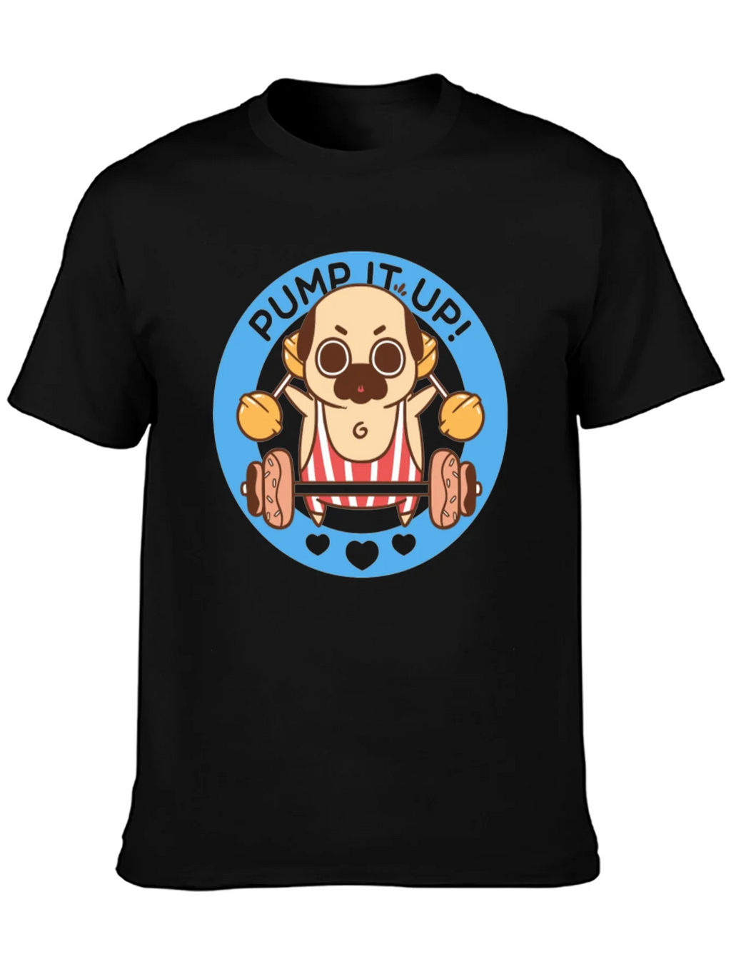 Pug Pump It Up! Black T-Shirt product image 3