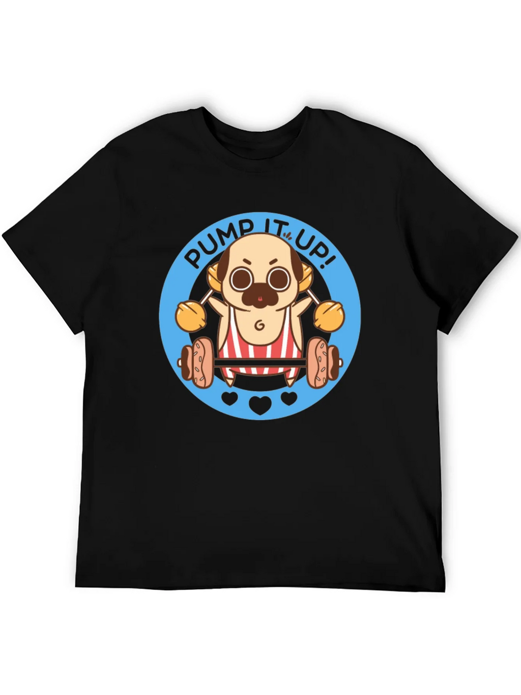 Pug Pump It Up! Black T-Shirt product image 5