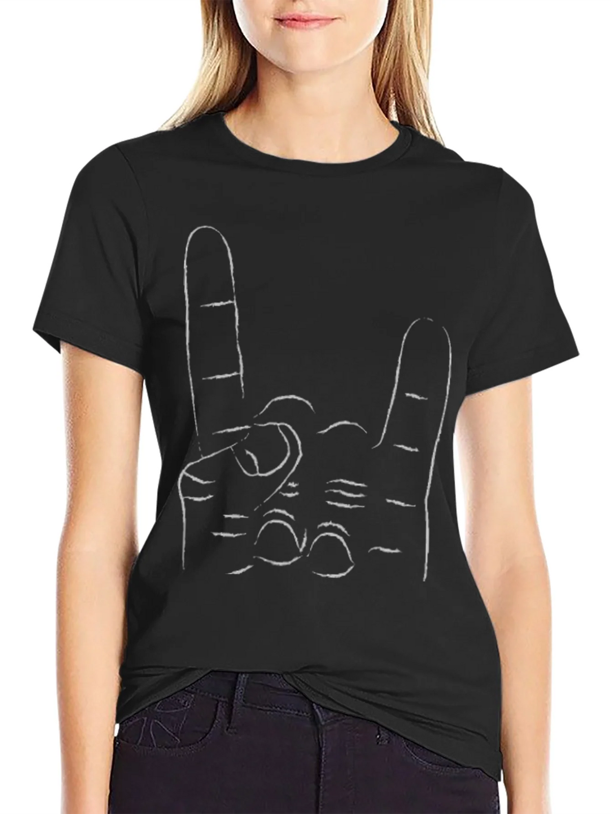 Rock On Hand Graphic Tee - Black T-Shirt product image 2