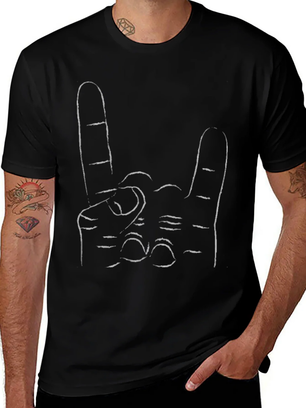 Rock On Hand Graphic Tee - Black T-Shirt product image 1