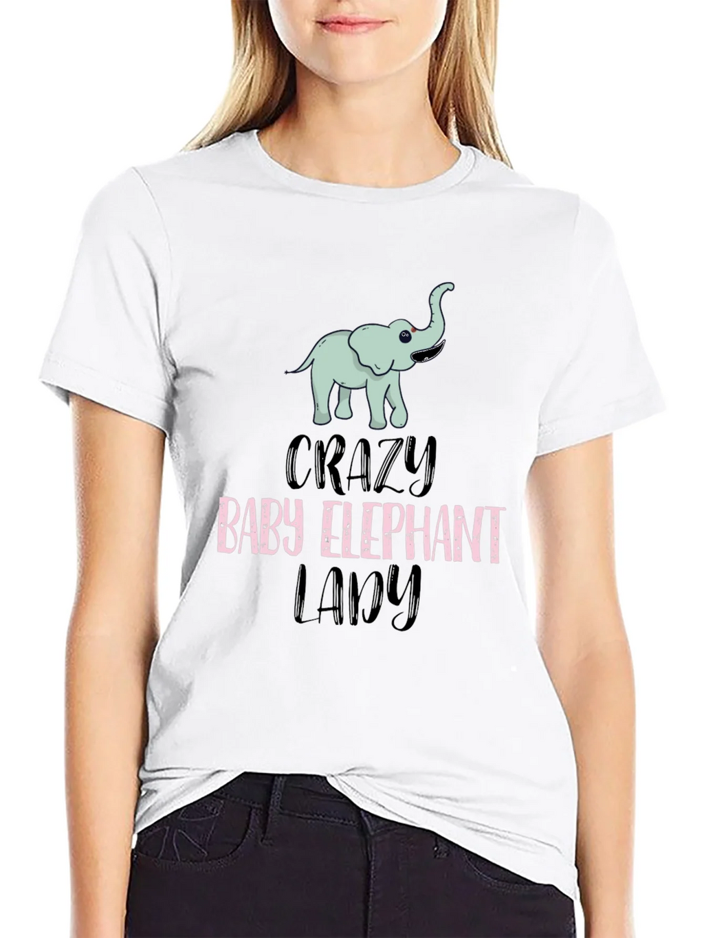 Crazy Baby Elephant Lady T-Shirt Cute Animal Tee product image 8
