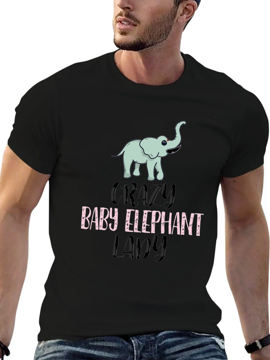 Crazy Baby Elephant Lady T-Shirt Cute Animal Tee product image 6