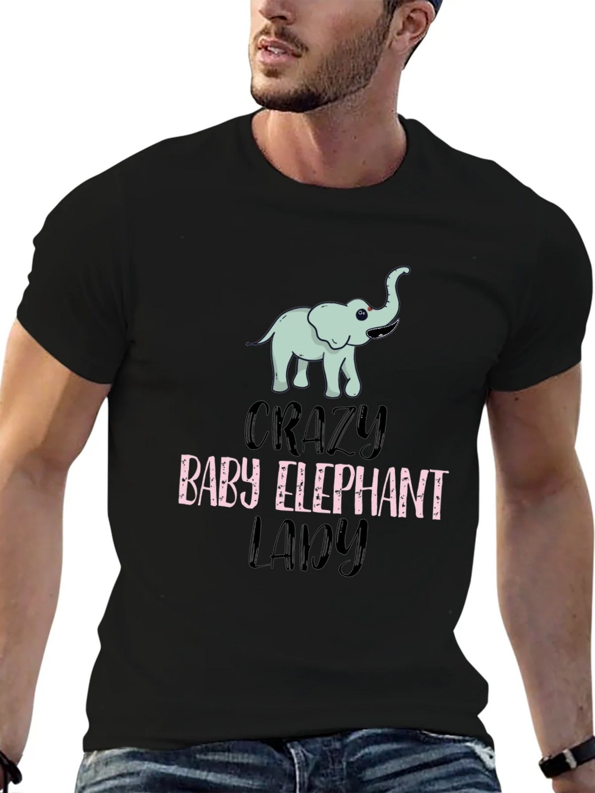 Crazy Baby Elephant Lady T-Shirt Cute Animal Tee product image 6