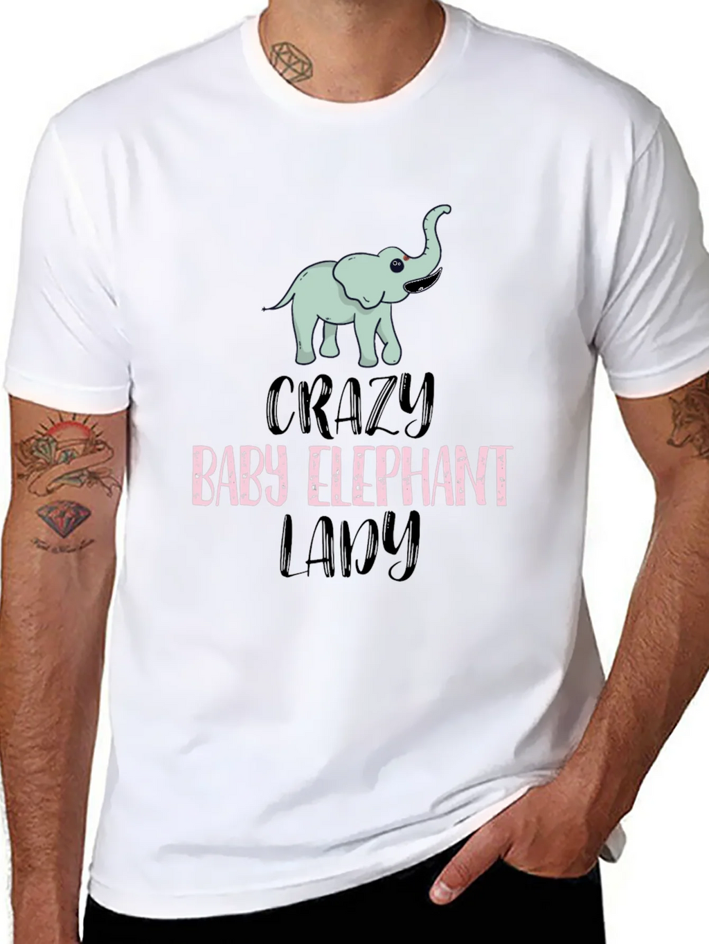 Crazy Baby Elephant Lady T-Shirt Cute Animal Tee product image 7