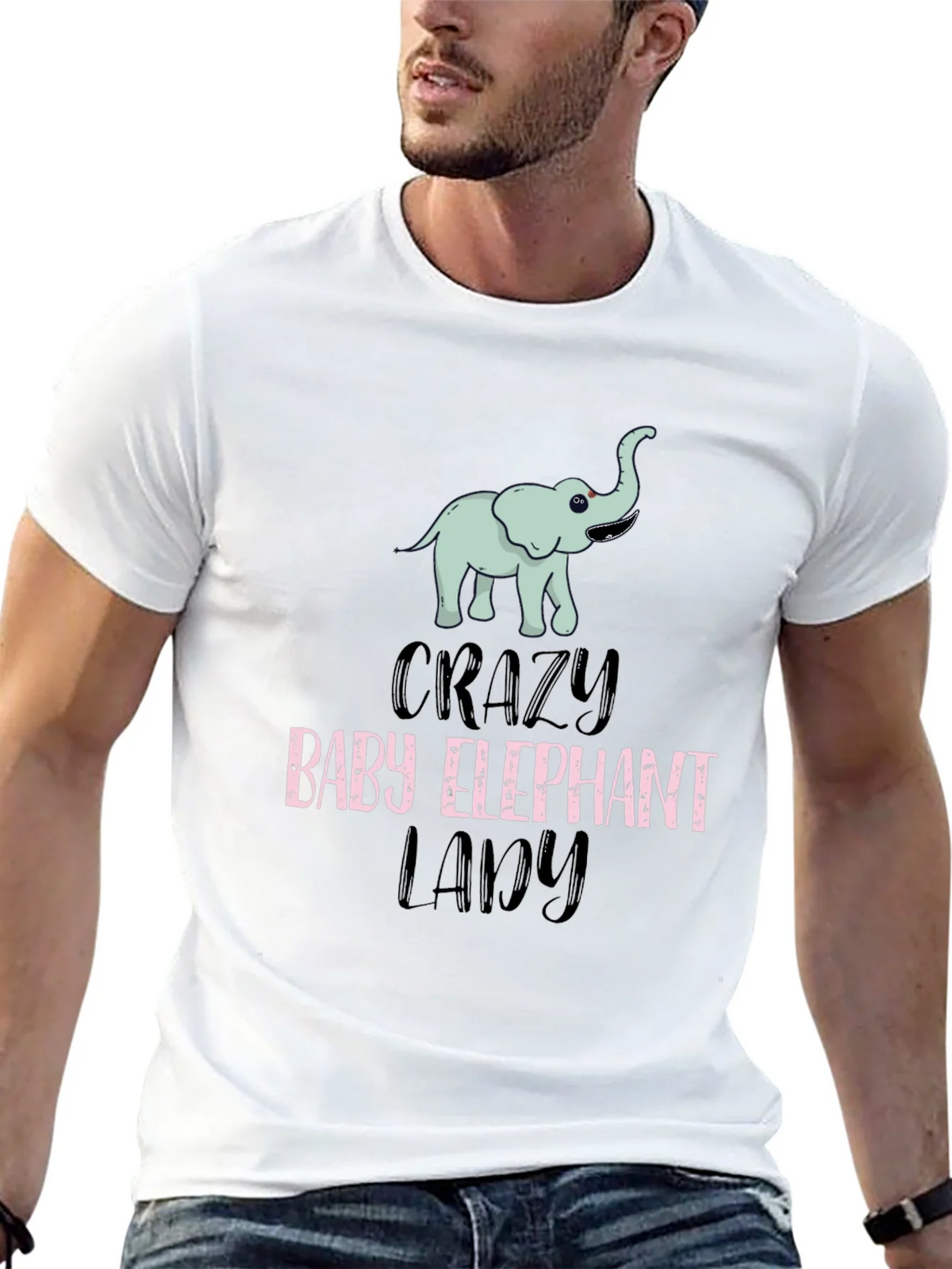 Crazy Baby Elephant Lady T-Shirt Cute Animal Tee product image 12
