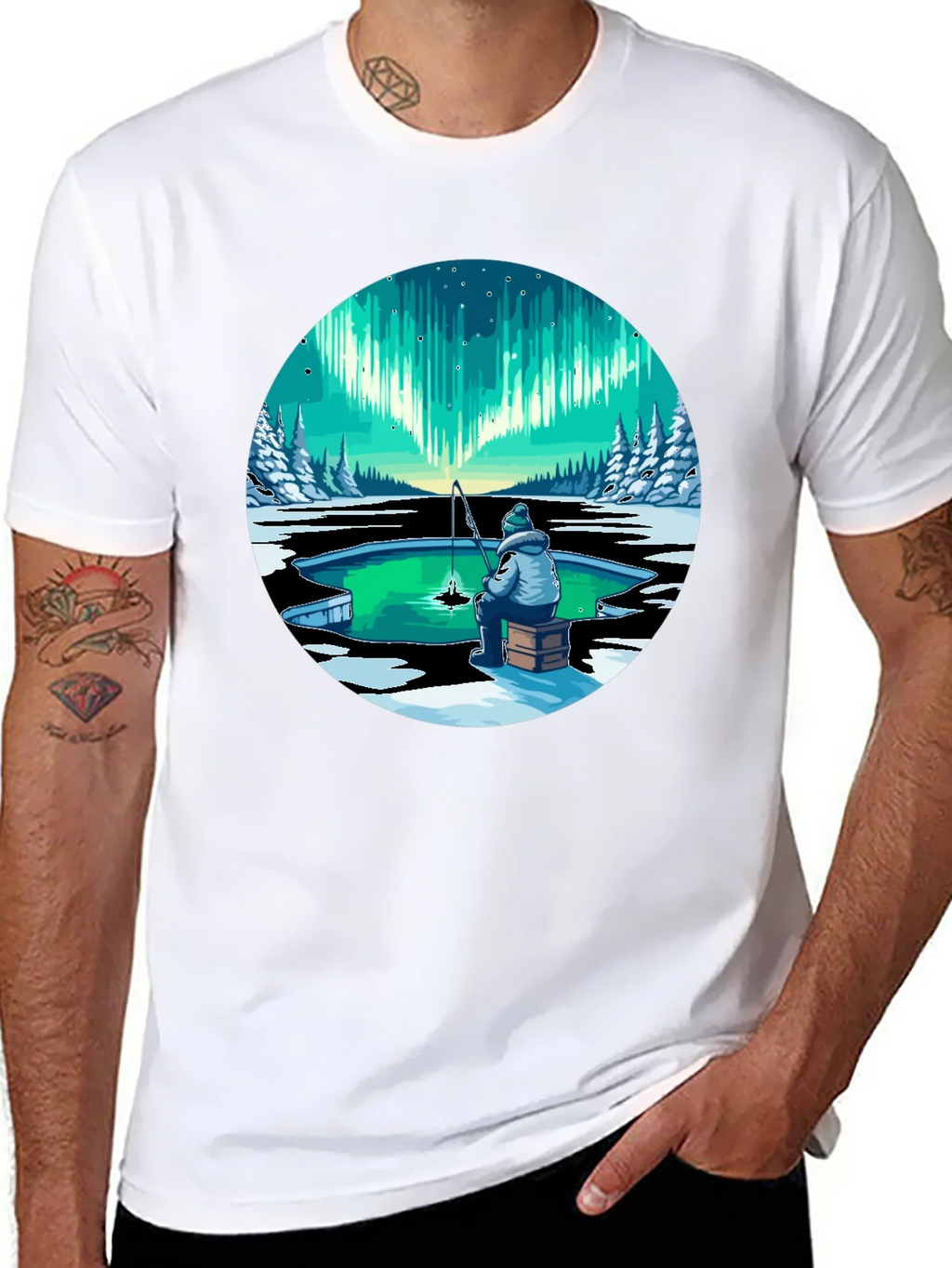 Aurora Ice Fishing Graphic Tee - Black product image 4