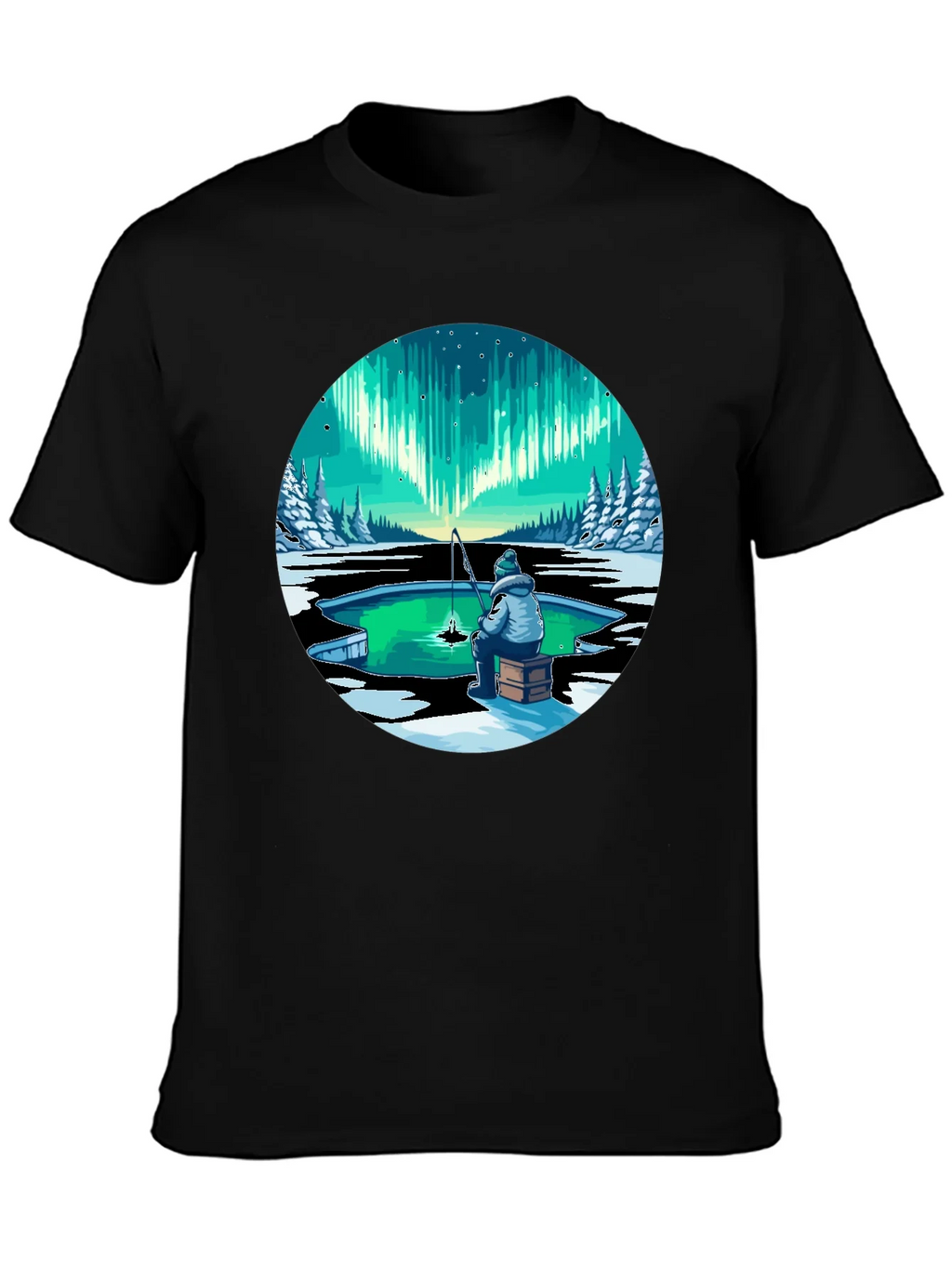 Aurora Ice Fishing Graphic Tee - Black product image 2