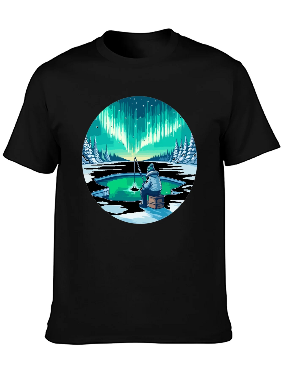 Aurora Ice Fishing Graphic Tee - Black product image 2
