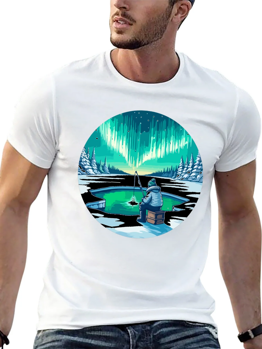 Aurora Ice Fishing Graphic Tee - Black product image 8