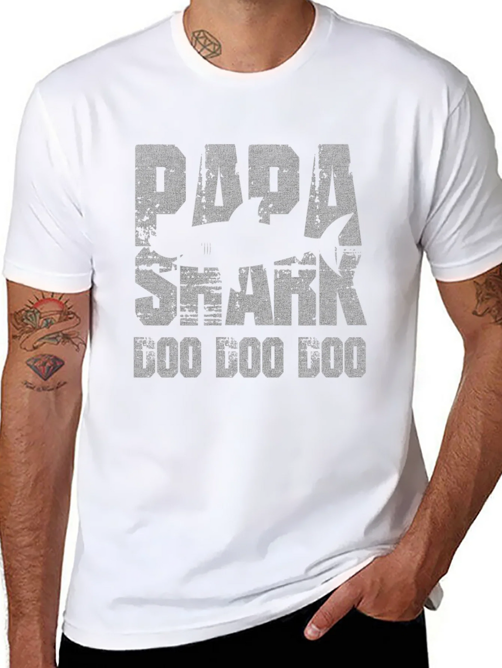 Papa Shark Doo Black Graphic T-Shirt product image 7