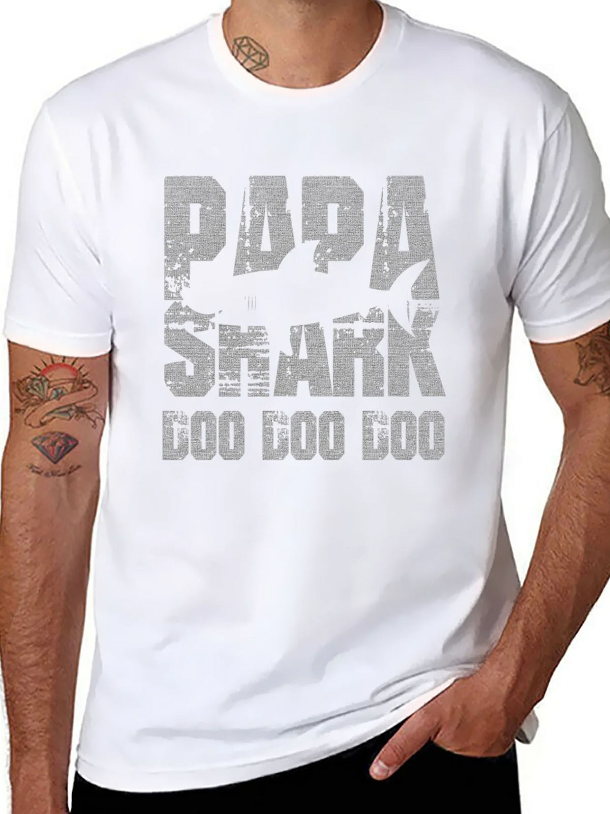 Papa Shark Doo Black Graphic T-Shirt product image 7