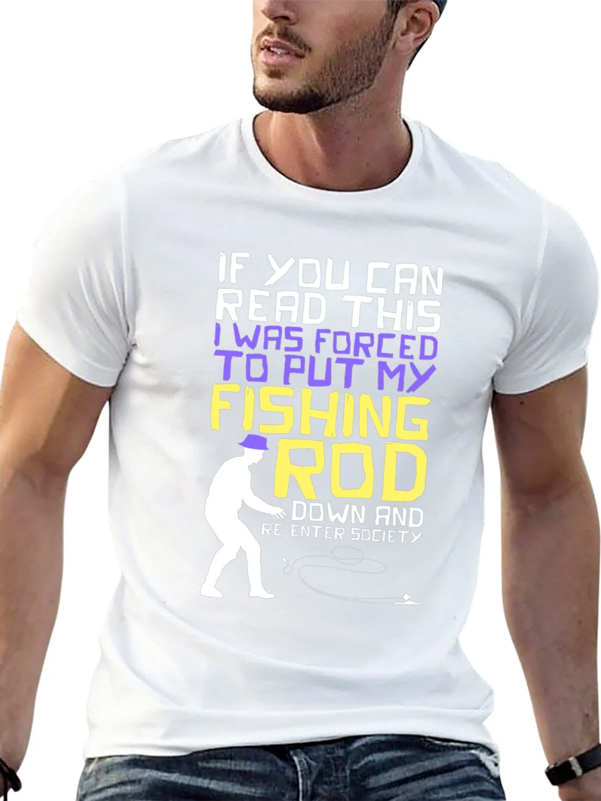 Fishing Rod T-Shirt - Forced to Re-Enter Society Humor Tee product image 9