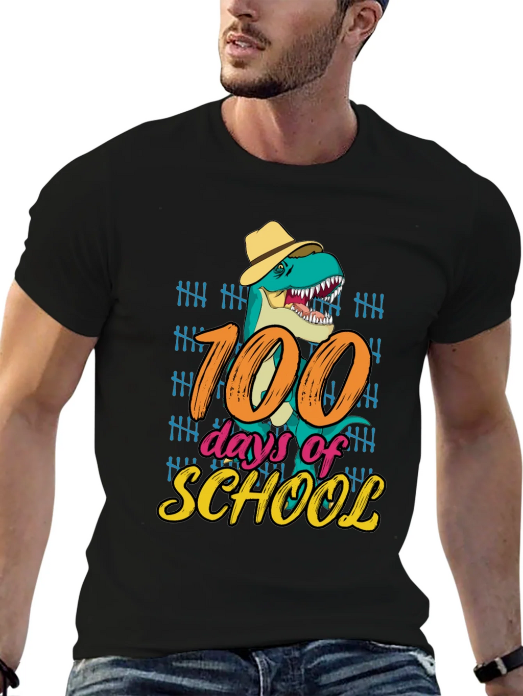 100 Days of School T-Rex T-Shirt product image 5