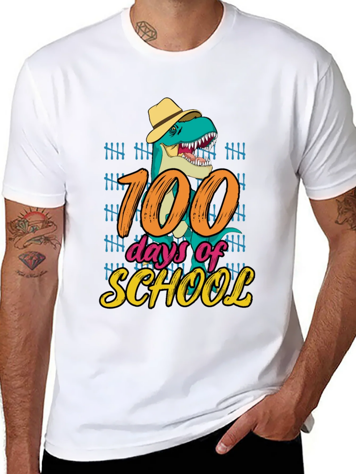 100 Days of School T-Rex T-Shirt product image 6