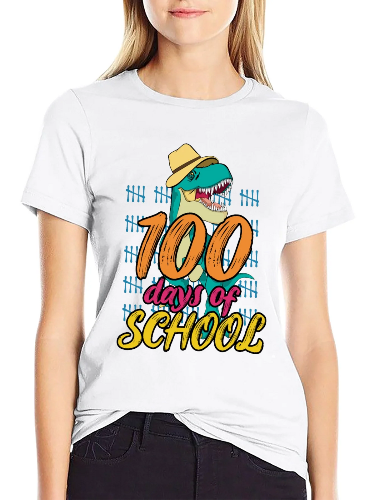 100 Days of School T-Rex T-Shirt product image 7
