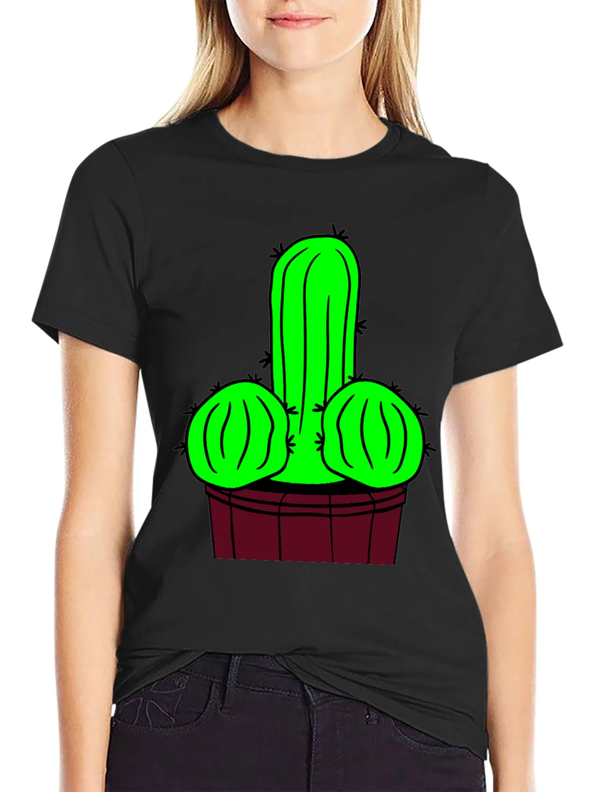 Novelty Cactus Graphic T-Shirt - Black product image 2