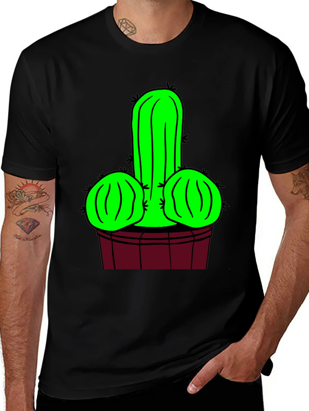 Novelty Cactus Graphic T-Shirt - Black product image 1