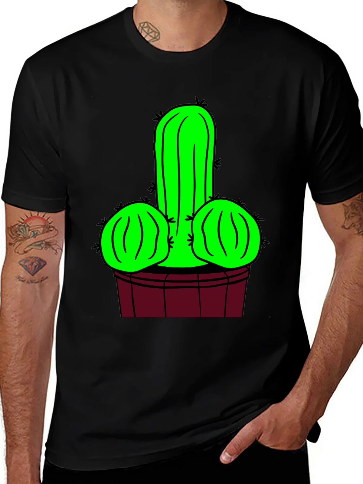 Novelty Cactus Graphic T-Shirt - Black product image 1