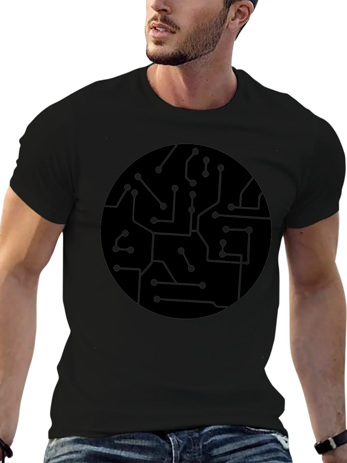 Circuit Board Graphic Black T-Shirt product image 6
