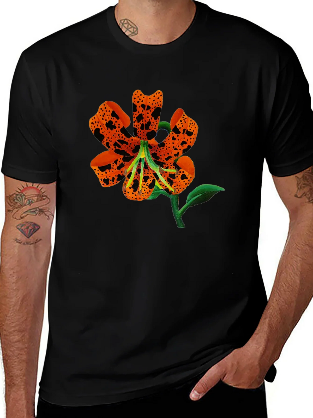 Tiger Lily Graphic Black T-Shirt product image 1
