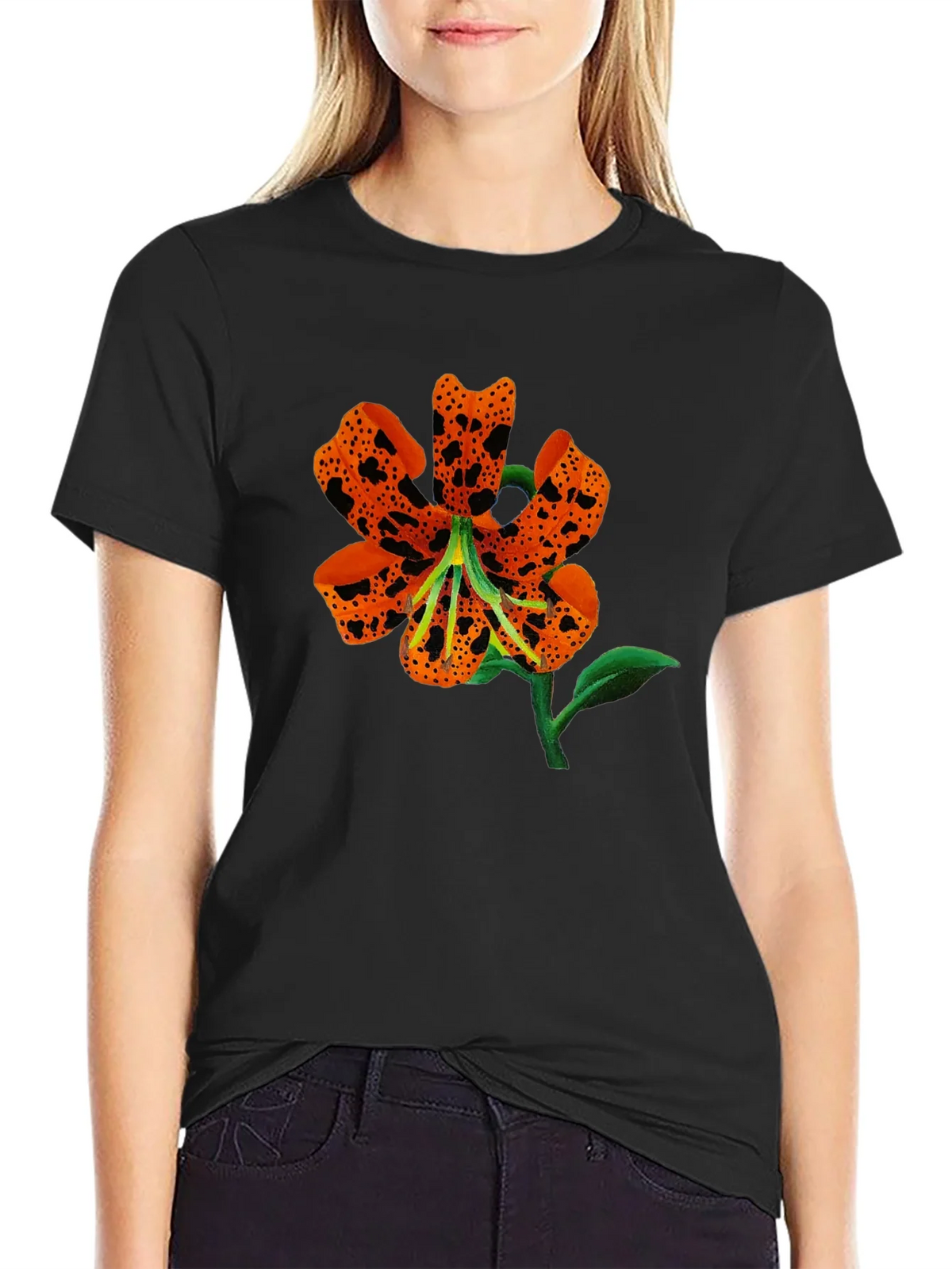 Tiger Lily Graphic Black T-Shirt product image 2