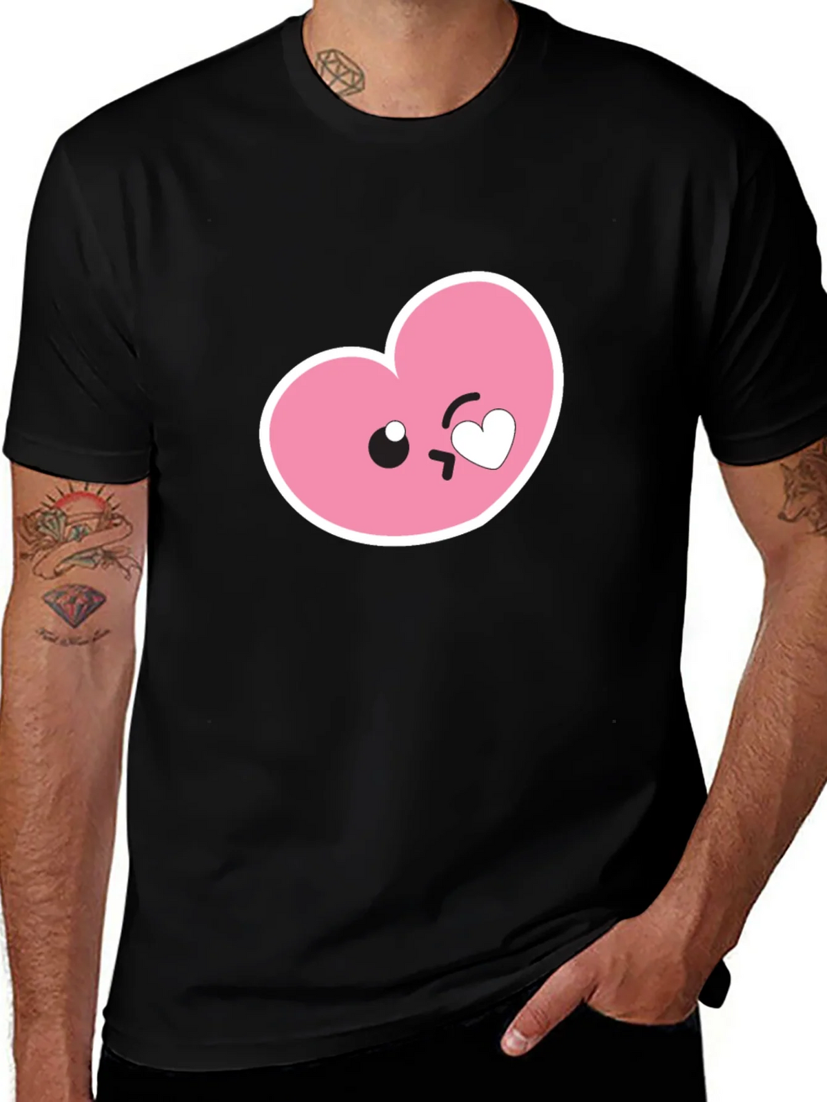 Cute Heart Emoji Graphic Black T-Shirt product image 1