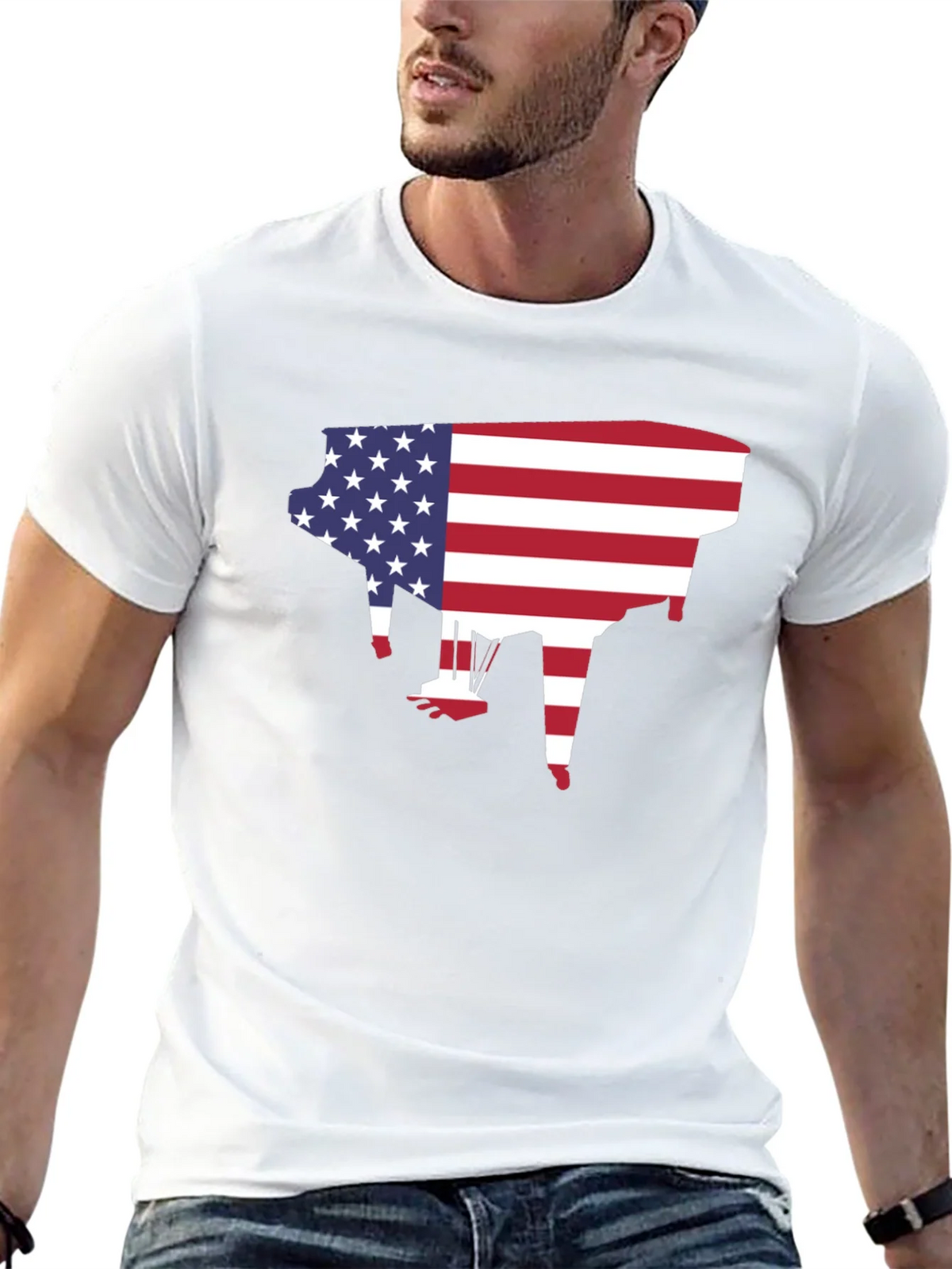American Flag Piano Graphic T-Shirt product image 11