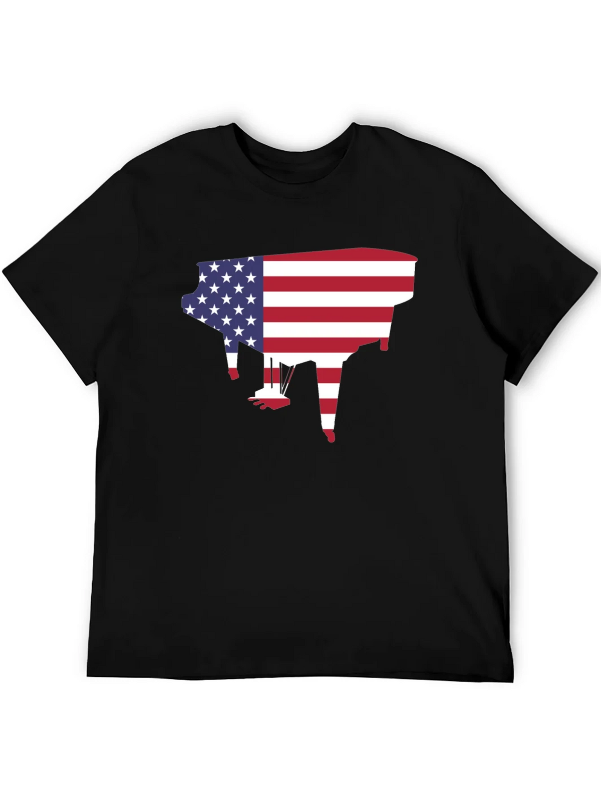 American Flag Piano Graphic T-Shirt product image 4