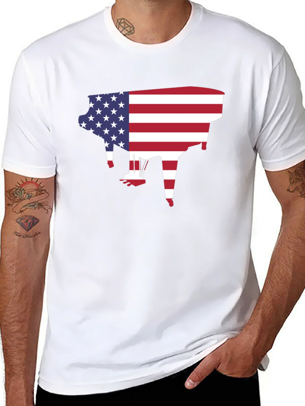 American Flag Piano Graphic T-Shirt product image 6
