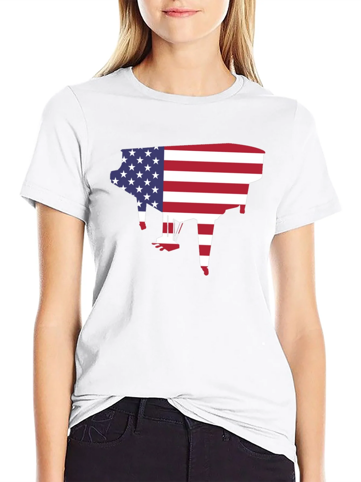 American Flag Piano Graphic T-Shirt product image 7
