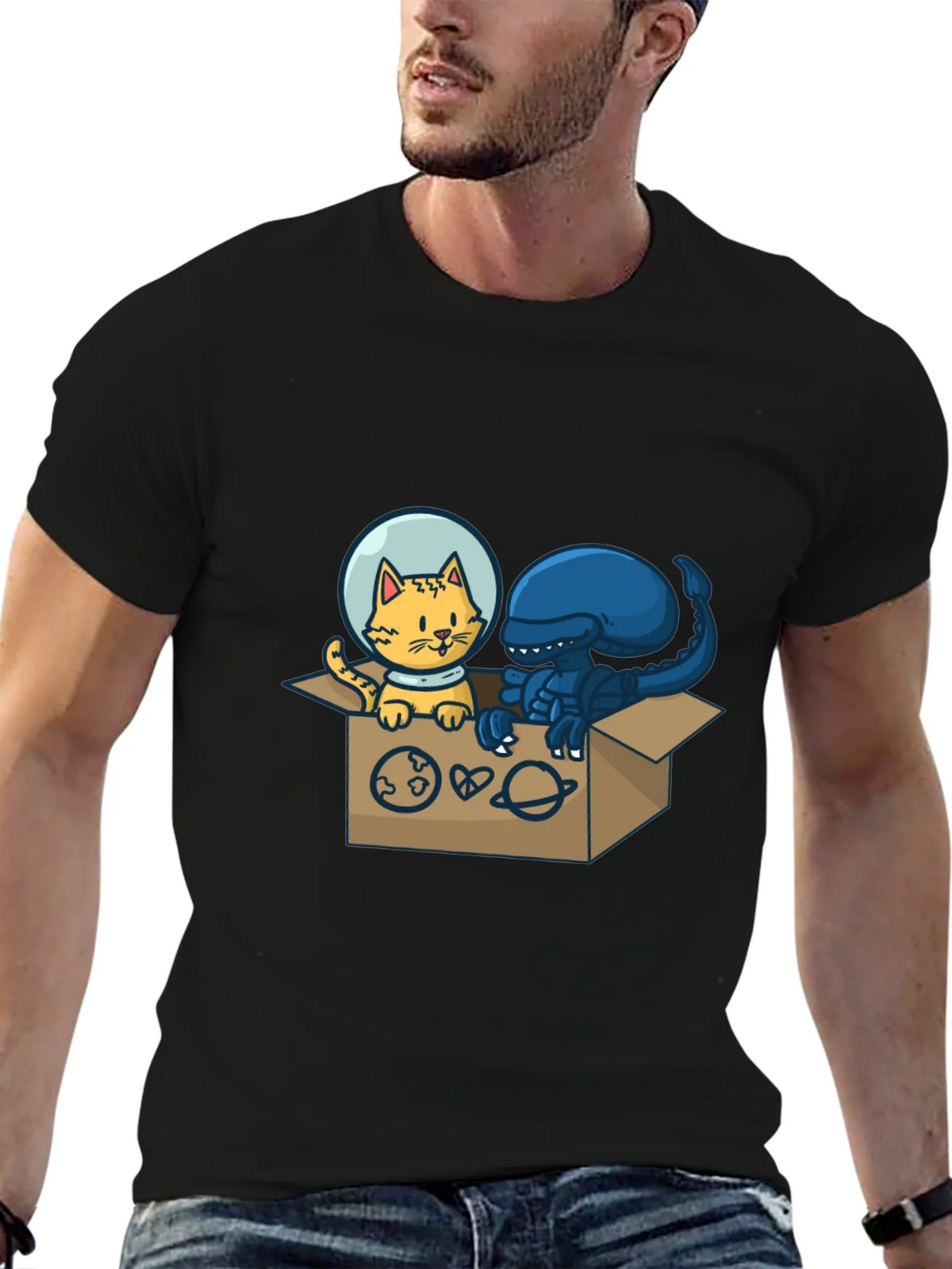 Cosmic Critters T-Shirt: Cat & Alien in Space! product image 5