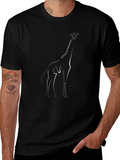 Giraffe Outline Graphic T-Shirt - Modern Minimalist Tee product image 1