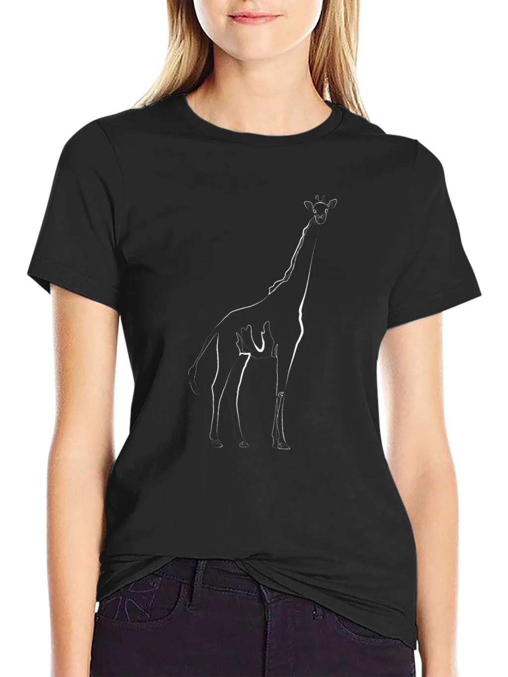 Giraffe Outline Graphic T-Shirt - Modern Minimalist Tee product image 2