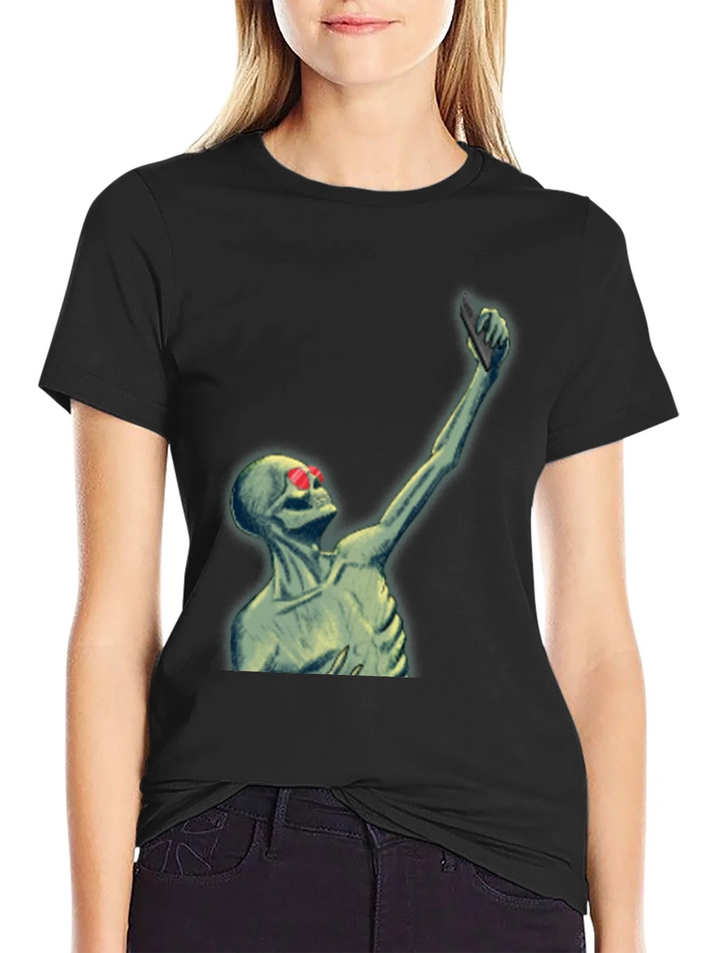 Skeleton Selfie T-Shirt - Funny Graphic Tee product image 1