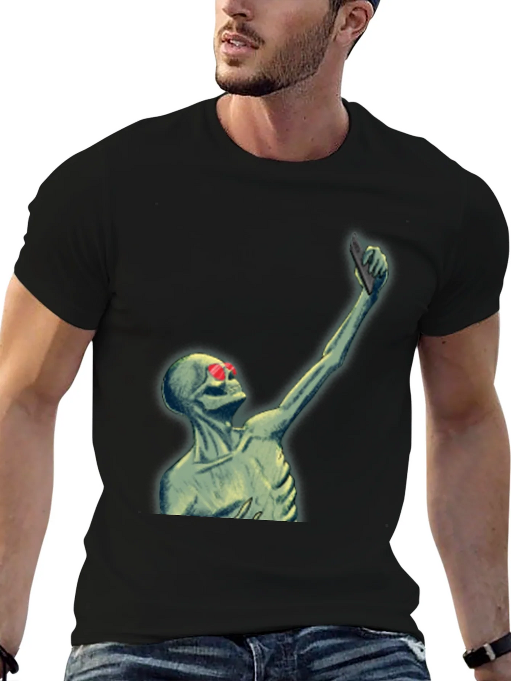 Skeleton Selfie T-Shirt - Funny Graphic Tee product image 3