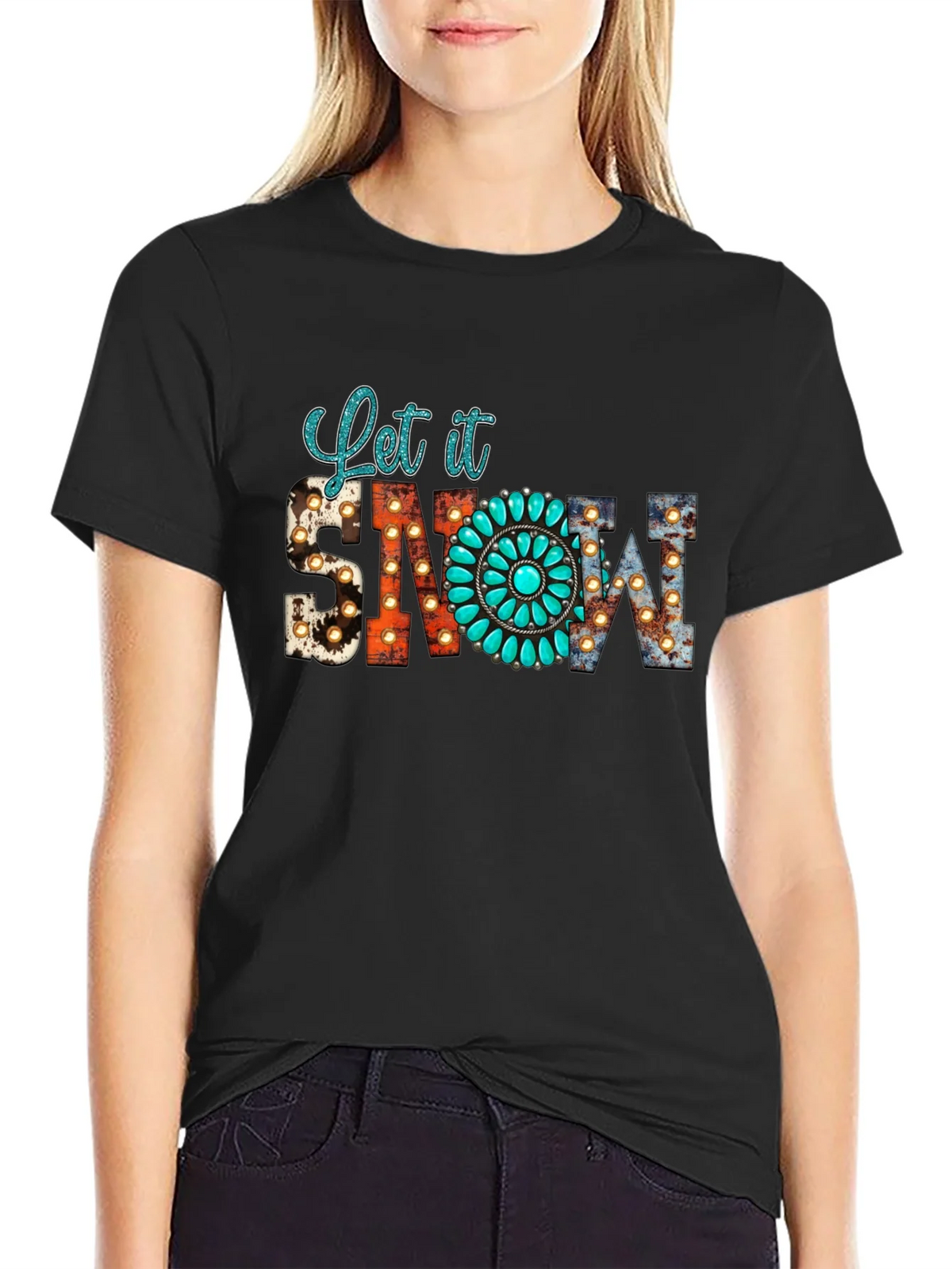 Let it Snow Turquoise Graphic Tee product image 2